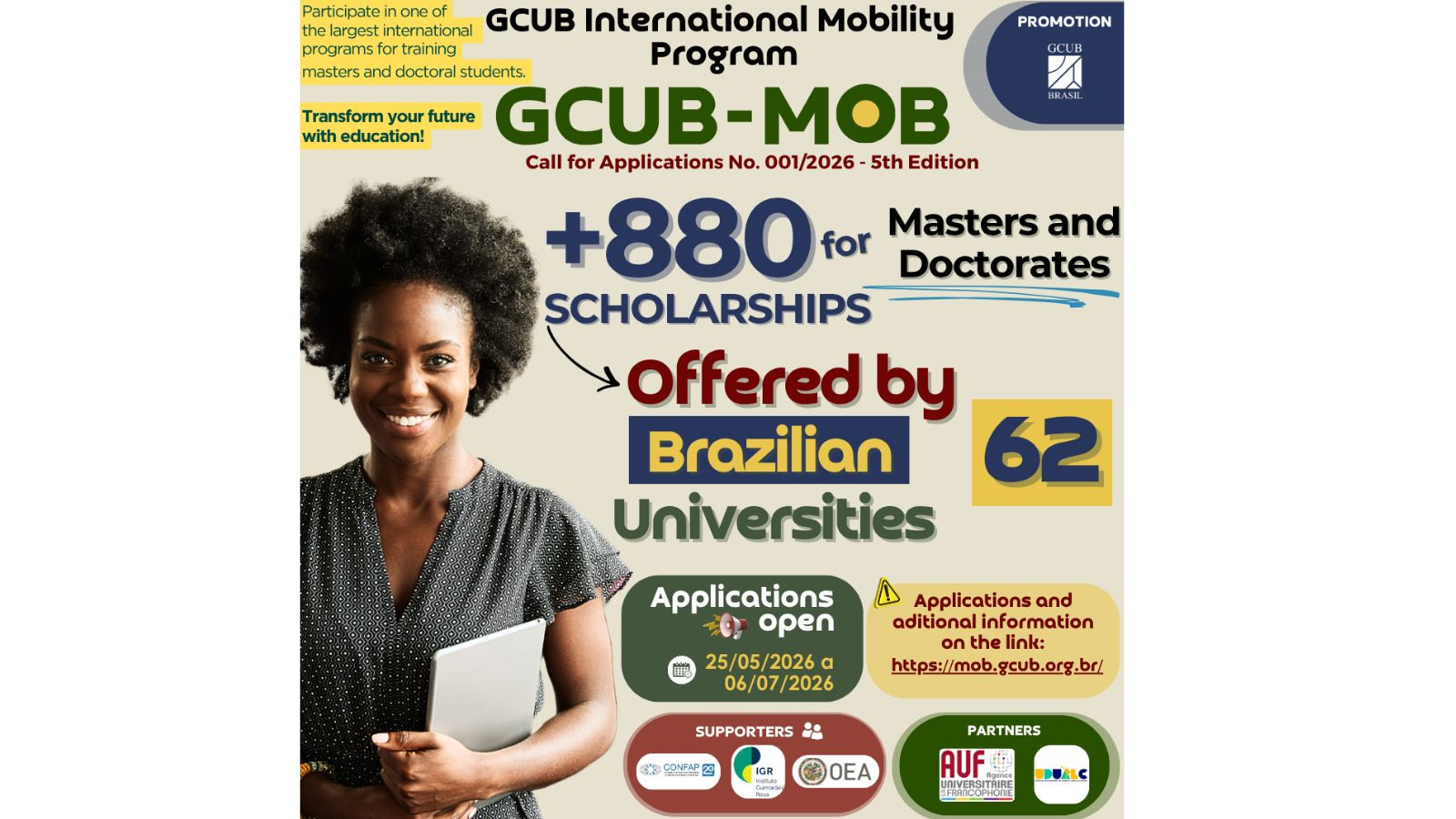 Stypendia na studia magisterskie i doktoranckie w Brazylii – program GCUB-Mob!